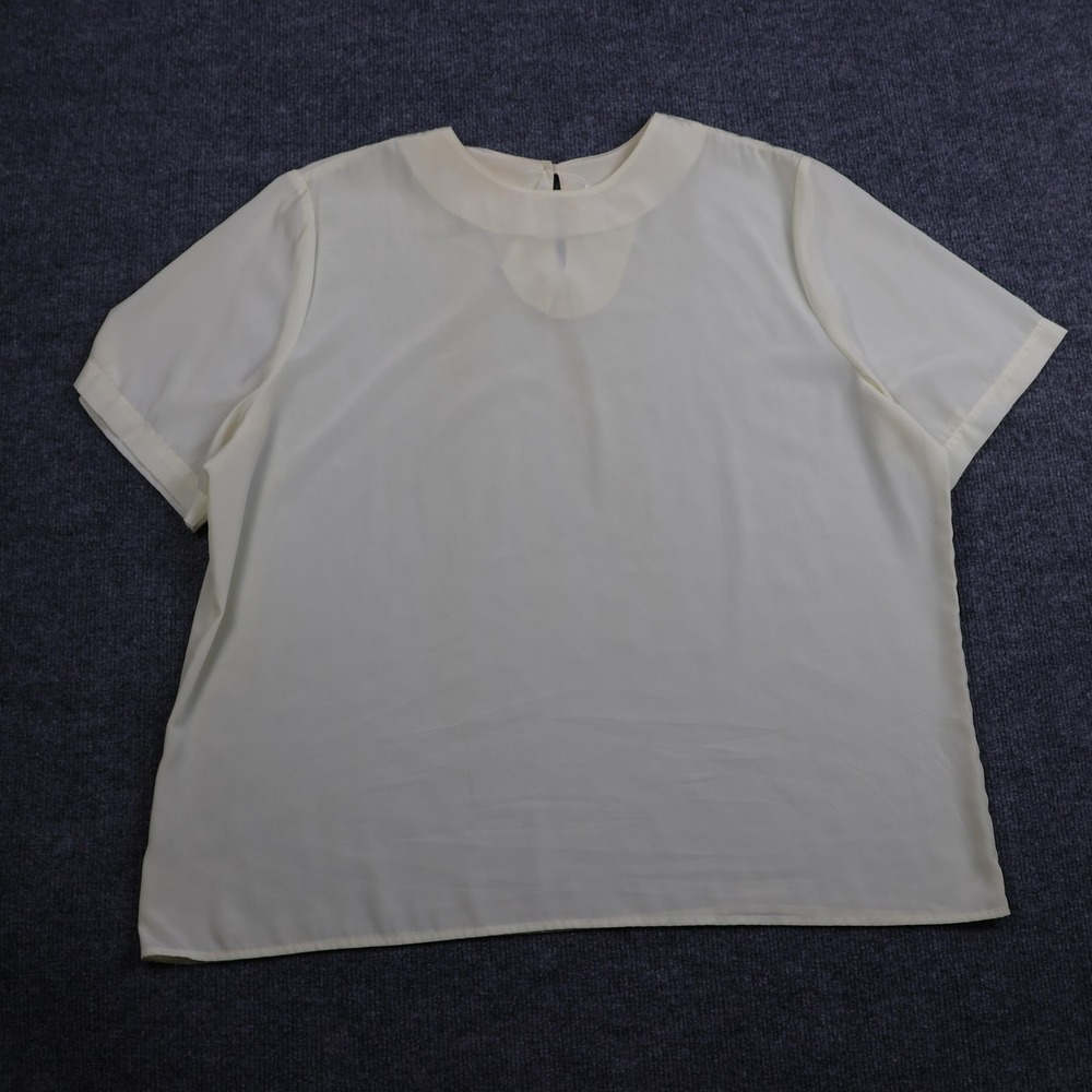 Lauren‎ Lee Shirt Womens 2XL White Sheer Short Sleeve Keyhole Back Blouse Top